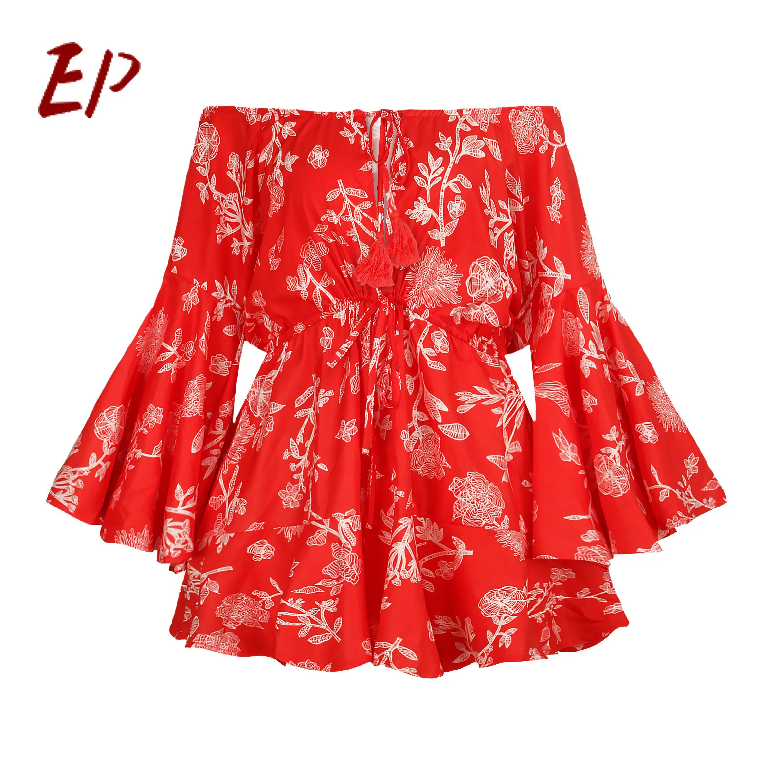 

EP New Summer 2021 Bright Yellow Floral Digital Print Girdle One-Line Neckline Gentle Wind Floundered Breast Panties