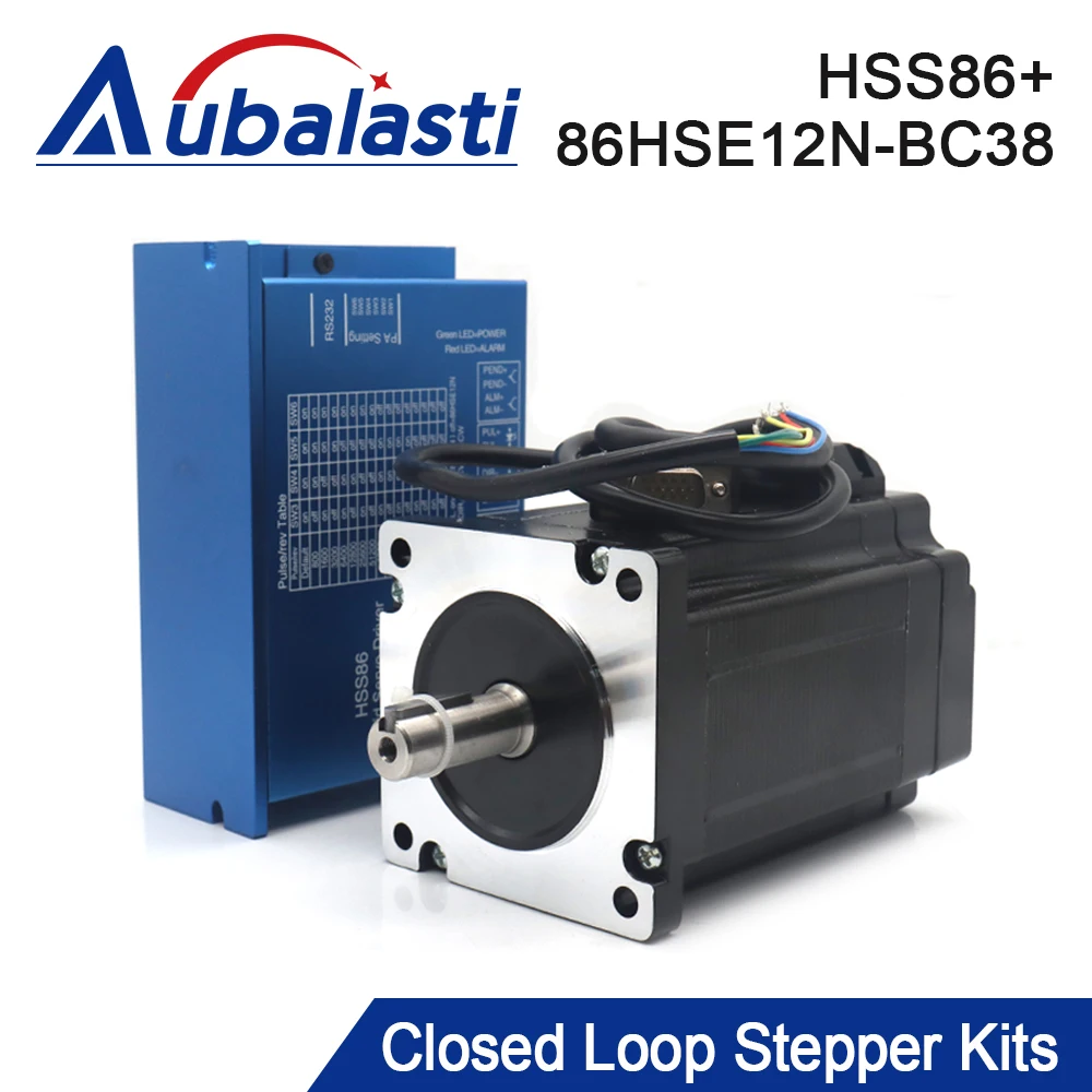 Комплект Драйвер шагового двигателя Aubalasti JSS Nema34, 12 нм, с замкнутым контуром, вал диам. 14 мм, 8 А, HSS86 + 86HSE12N-BC38 для гравировального станка с ЧПУ