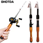 Новинка, катушка для спиннинга GHOTDA, комбинированная портативная мини-удочка 1,31,61,8 м для приманки и комплект катушки для заброса приманки 17 + 1 шарикоподшипник