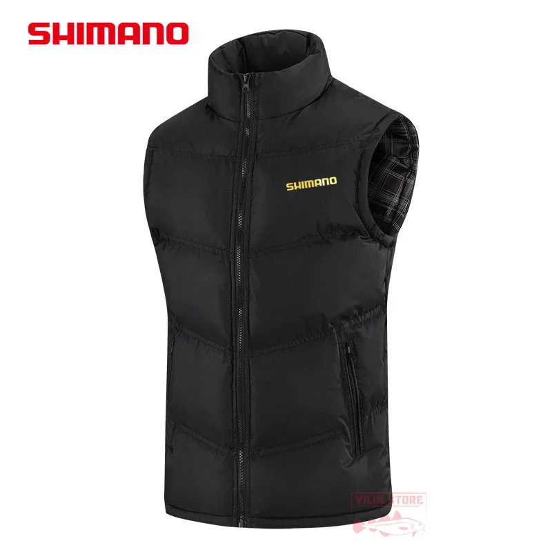 

Куртка рыболовная SHIMANO Мужская, модный жилет без рукавов с воротником-стойкой, теплая удобная дышащая хлопковая пуховая жилетка