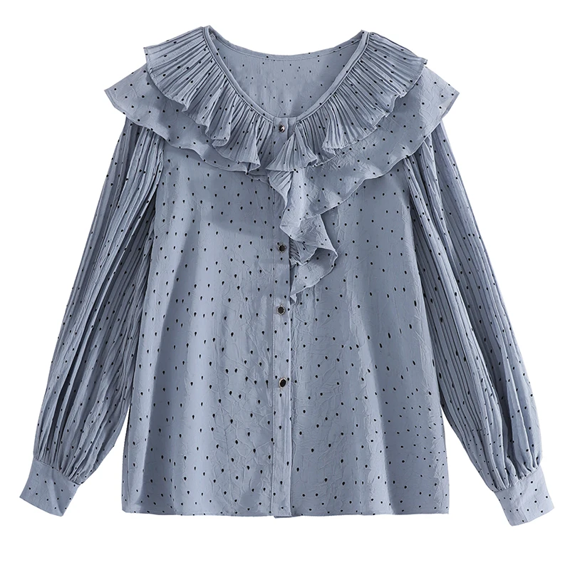 

Chic Lantern Long Sleeve Shirt Dress Spring Autumn Outfit New Snow Spins Unlined Garment Top Jacket Falbala Loose Elegant Women