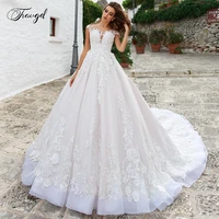 traugel vestidos de novia cap sleeve lace vintage wedding dresses sexy illusion applique flowers chapel train a line bridal gown