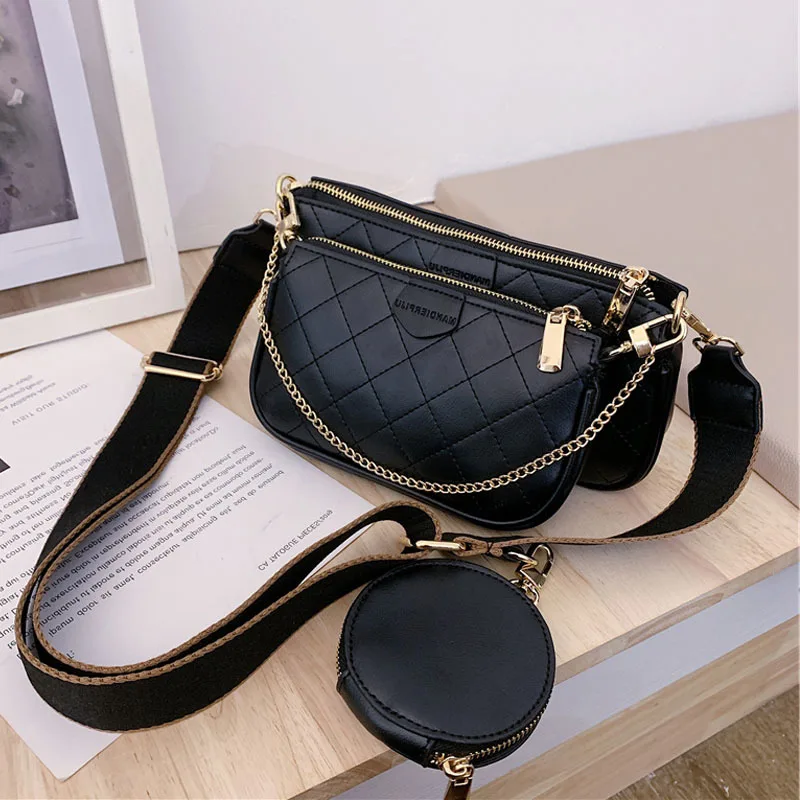 

3 Pcs/Set Luxury PU Leather Small Crossbody Bags For Women 2021 Solid Color High Quality Shoulder Bags Female Travel Handbags