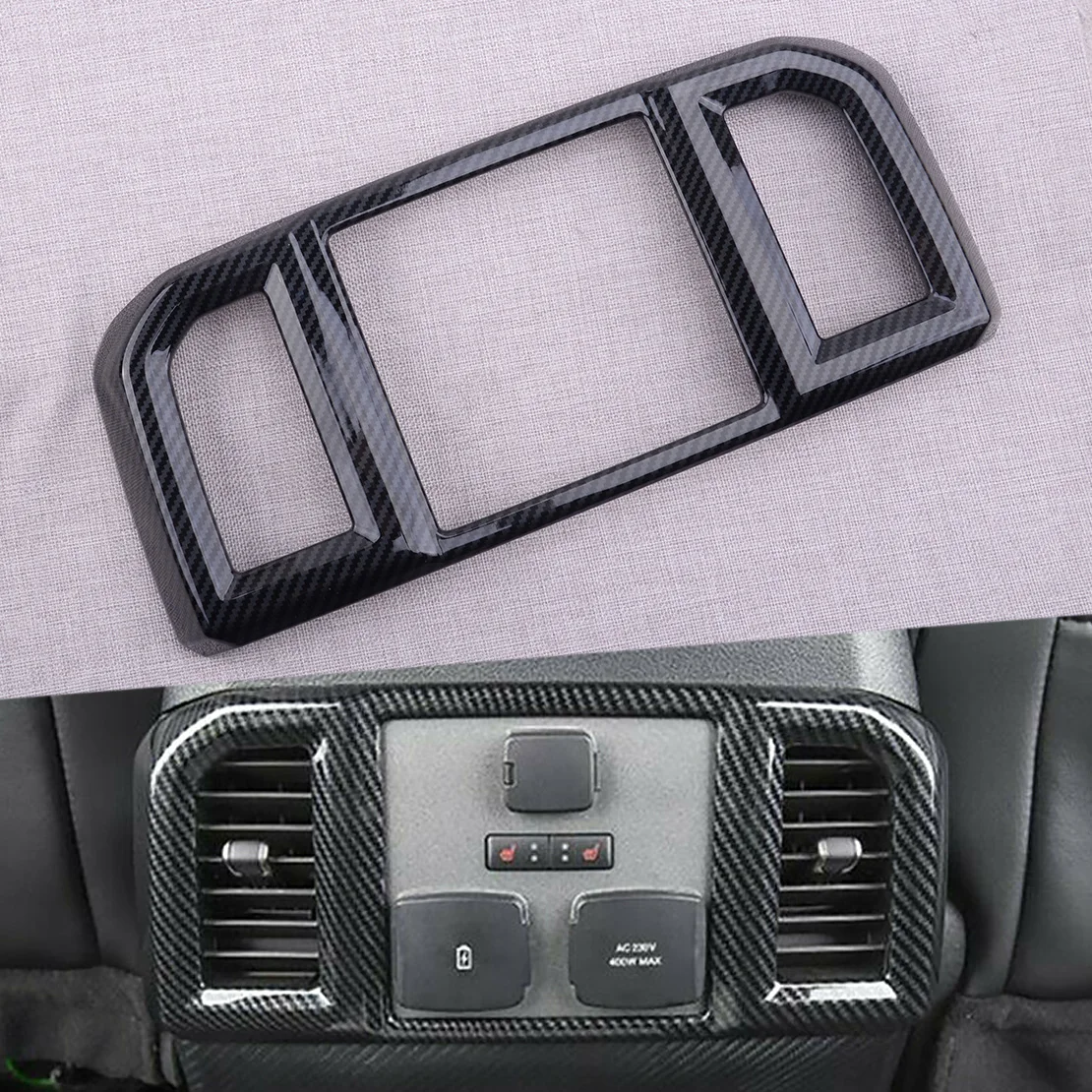 

Car Carbon Fiber Style ABS Rear Air Condition Outlet Vent Cover Trim Decoration Fit for Ford F150 2016 2017 2018 2019 2020