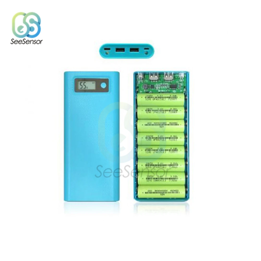 Корпус внешнего аккумулятора с двумя USB-портами 8X18650 ЖК-дисплеем цифровым