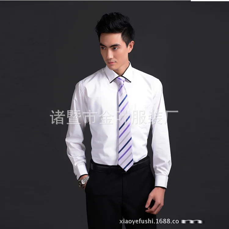 

Men's casual long sleeve shirt professional shirt men's white collar shirt
