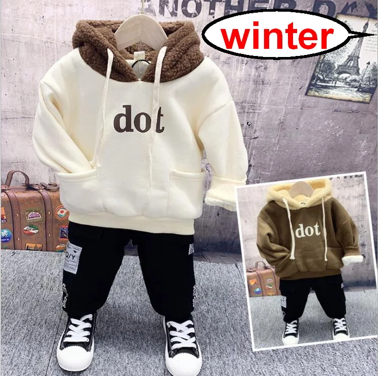 

2019 New Baby winter Long-sleeved Suit Children's think hoodie and thick pants Boys Sets Children's Toddler Clothing Sets 2-6Y