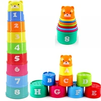 9pcsset kids stack cups toys early educational figures letters foldind stack cup tower baby intelligence training toy gifts