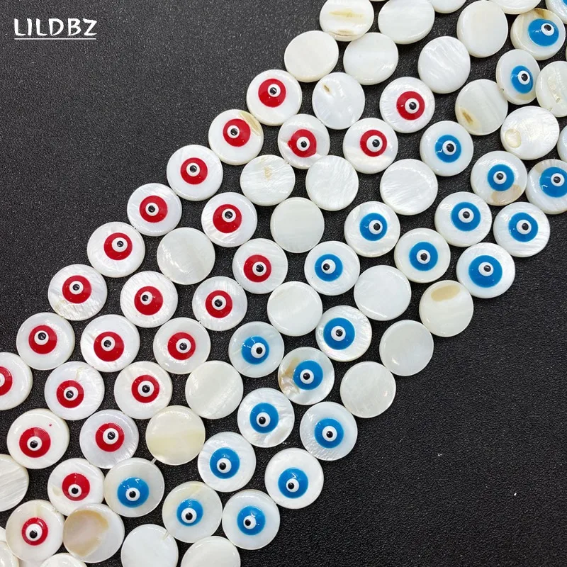 

1 string/36pcs 12mm Devil’s Eye Shell Beads Natural Shell Eye Beads Charm Making DIY Necklace Bracelet Jewelry Accessories