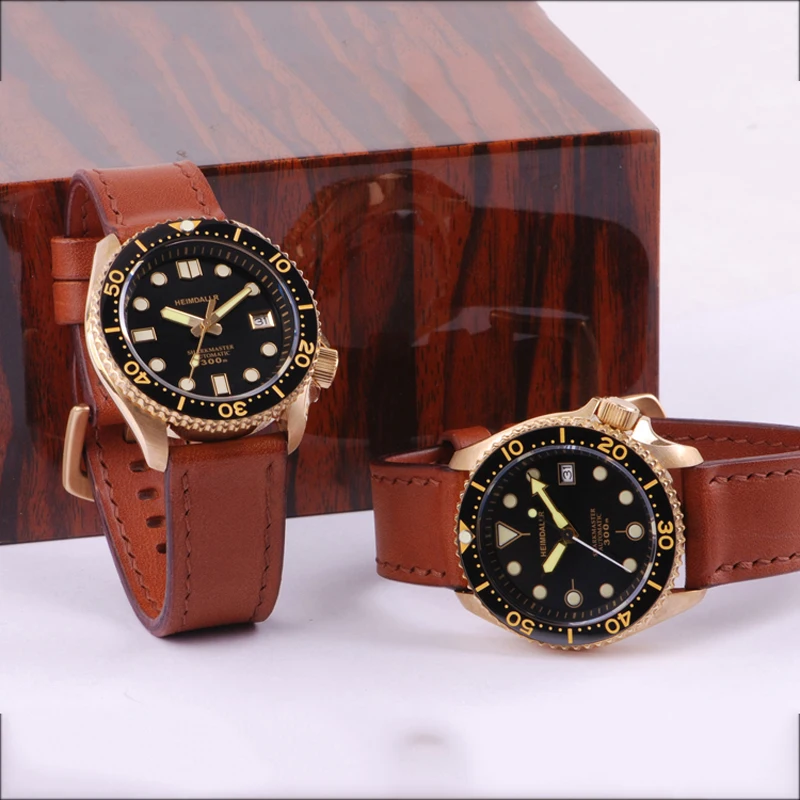 Бронзовые механические часы HEIMDALLR SKX007 для дайвинга с сапфировым кристаллом 300 м