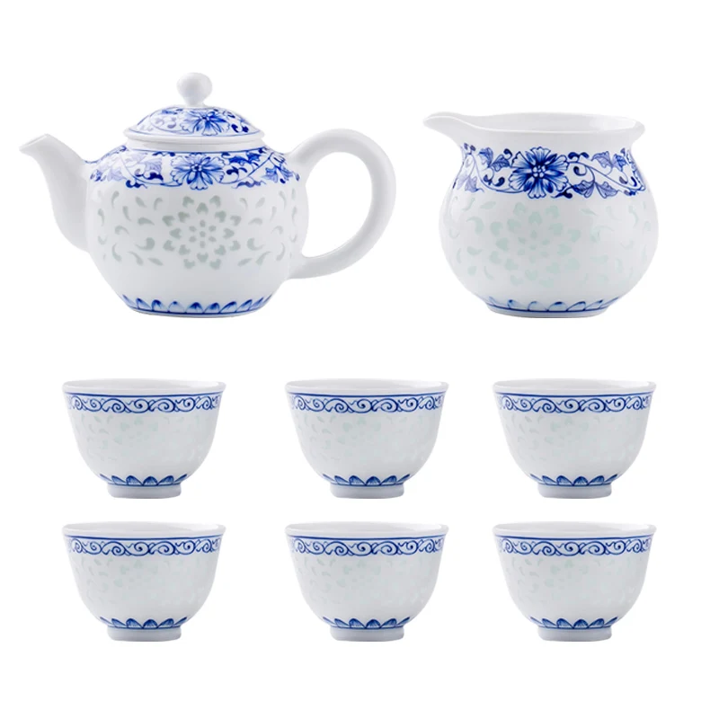 

Винтажный фотокерамический белый прозрачный дорожный портативный чайный набор для взрослых китайская фарфоровая чайная чашка BF50CJ