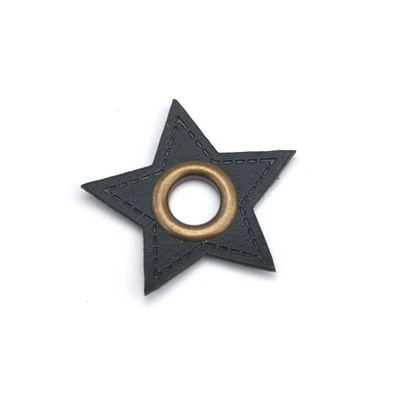 Black bronze eyelet 30 шт./лот, звезда, черный/коричневый цвет, искусственная кожа, пришитые значки, нашивки, этикетки+ Внутренние 8 мм Металлические латунные люверсы, люверсы - Цвет: Black bronze eyelet