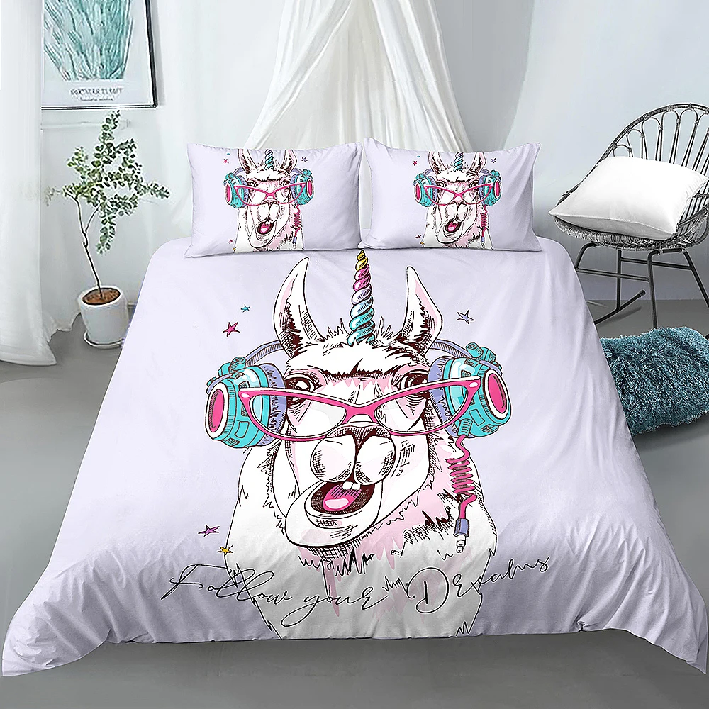 2/3 шт. Детский Комплект постельного белья с принтом альпака | Дом и сад