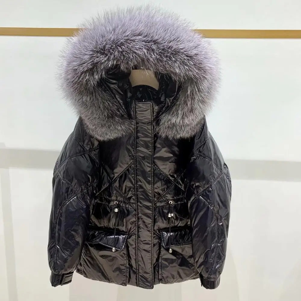 Большой воротник из натурального Лисьего меха 2020 Зимняя парка на 90% белом утином