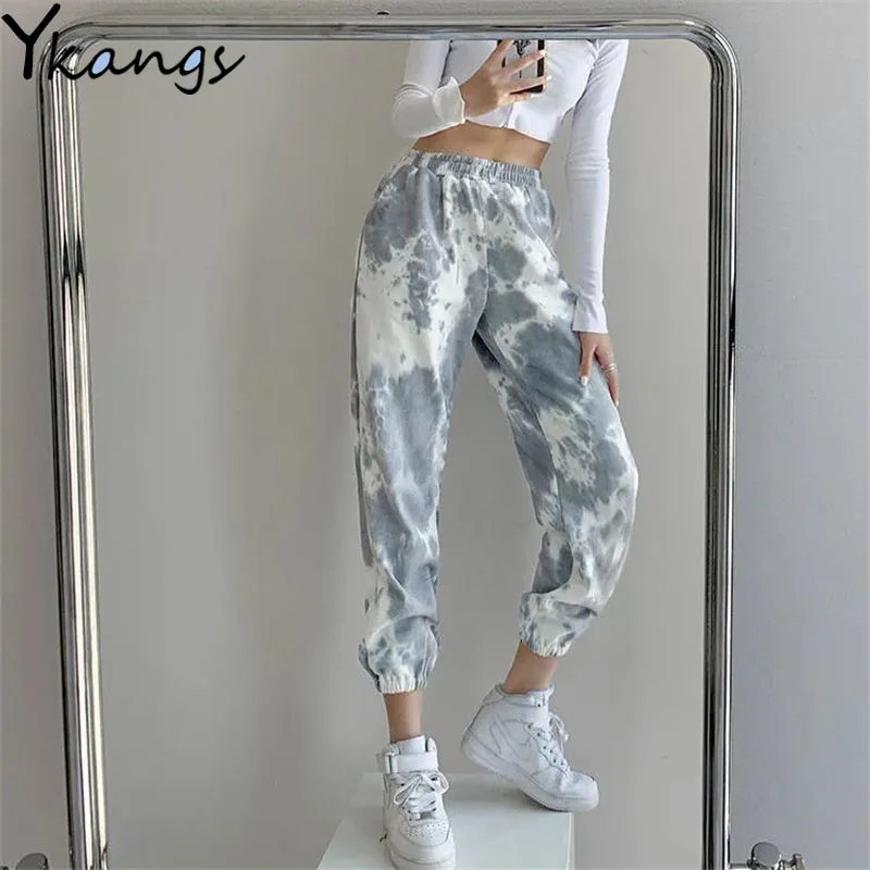 Korean Style Tie Dye Harajuku Joggers Women Sweatpants Streetwear Hip Hop Harem Pants Female High Waist Casual Pockets Trousers