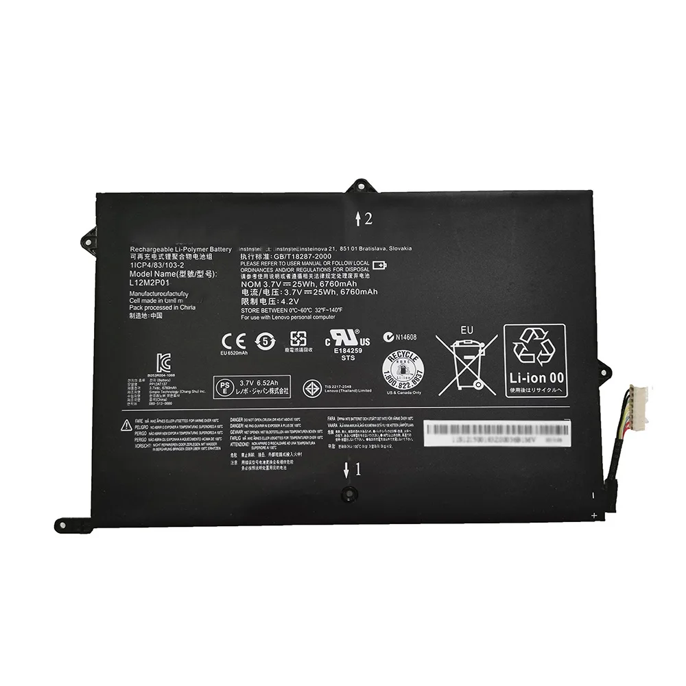 3,7 V 25Wh L12M2P01 аккумулятор для ноутбука Lenovo IdeaPad MiiX 10 L12N2P01 121500184 6760 мА/ч, серии