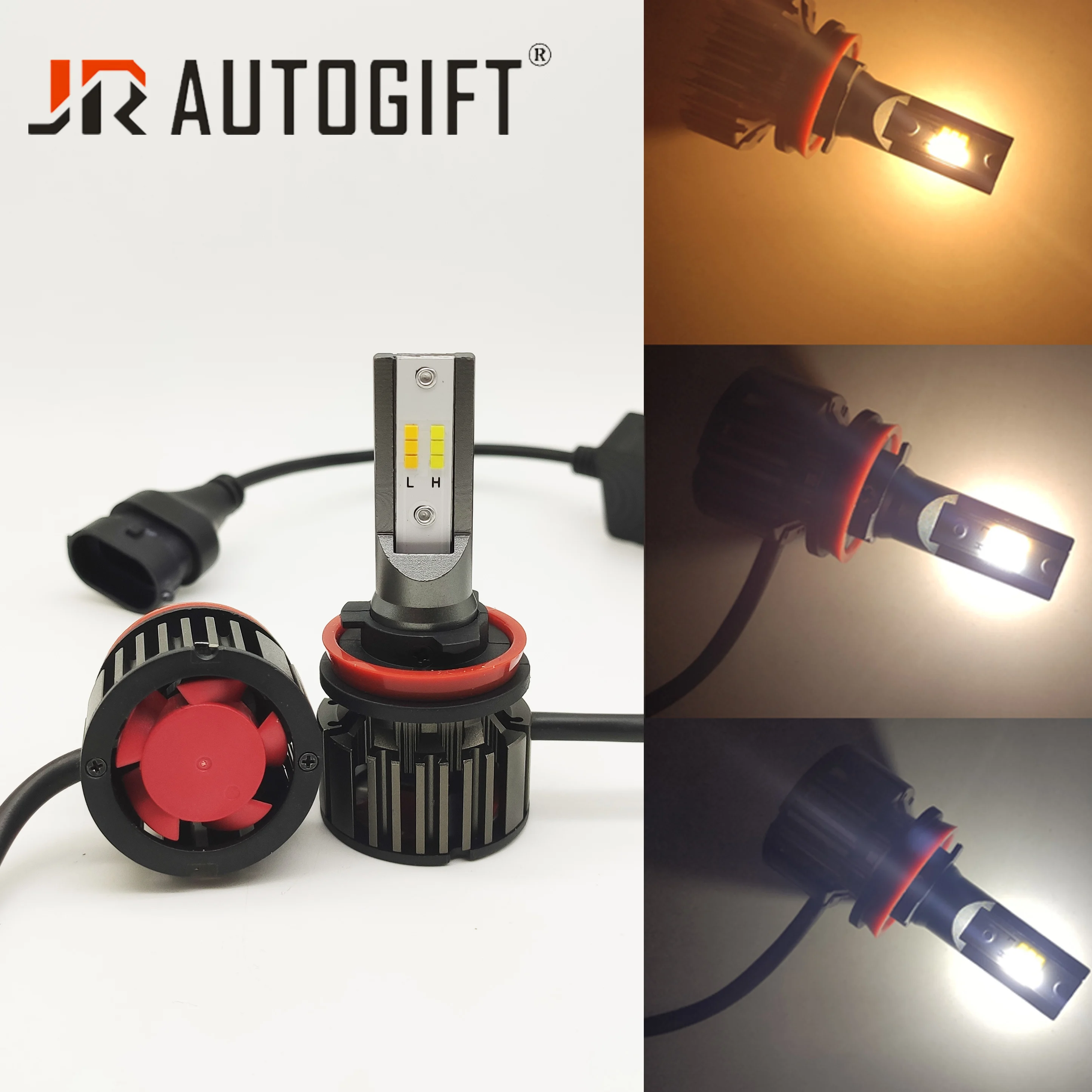 Автомобильная Трехцветная светодиодная фара turbo fan CSPY19 H4 H7 H11 HB3 9005 HB4 40 Вт 3500K 4300K 6500K
