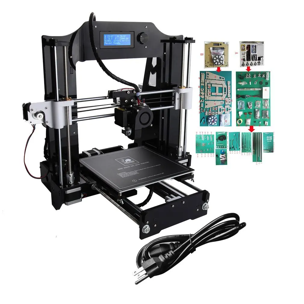 US Plug ЖК-экран дисплей 3d принтер машина большой печати размер DIY 3d принтер набор Профессиональная высокоточная печать США/ЕС штекер - Цвет: US Plug