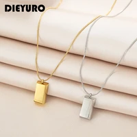 dieyuro 316l stainless steel brick pendant necklace female fashion association exaggerated punk style jewelry accessories party