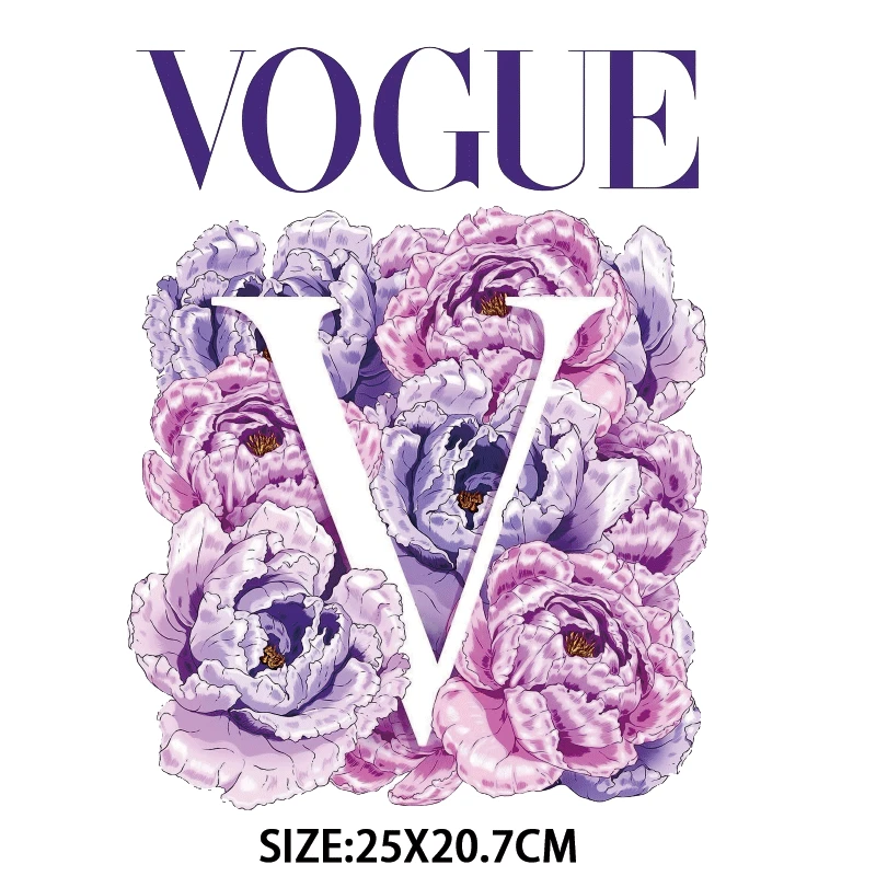 

2021 New VOGUE Patches for Clothing Flower Stripes Thermoadhesive Stickers Appliques on Clothes Iron on Transfer for Skirt Coats