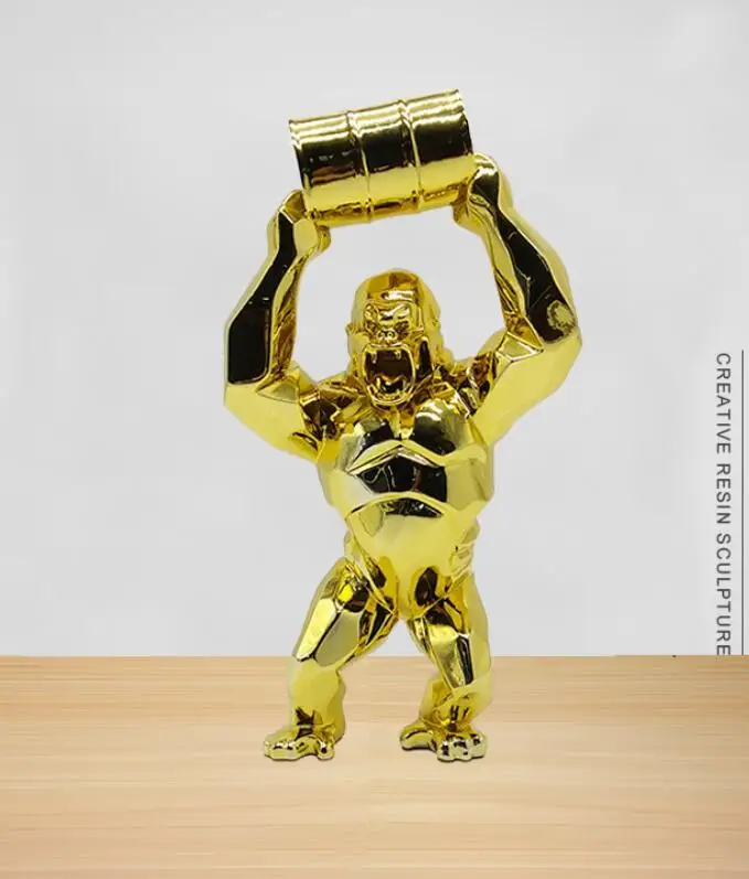 

HHT 65 см Цветной золото стекловолокна King Kong орангутанг Пижама скульптуры животных Статуэтка гориллы украшения аксессуары для украшения дома...