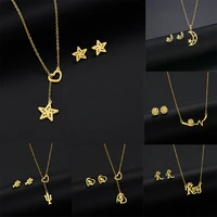rinhoo stainless steel pendant necklace earrings sets heart moon star starfish rose jewelry sets gifts for mom wife girlfriend