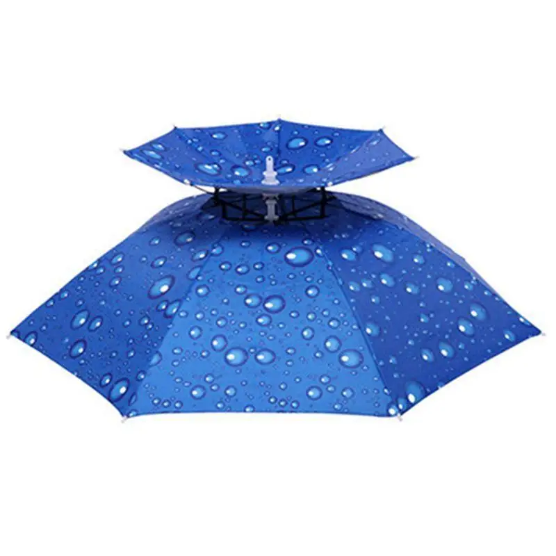 

Outdoor Head Umbrella Hat Double Layer Foldable Head Umbrella Waterproof Breathable Fishing Umbrella Golf Fishing Camping Hat