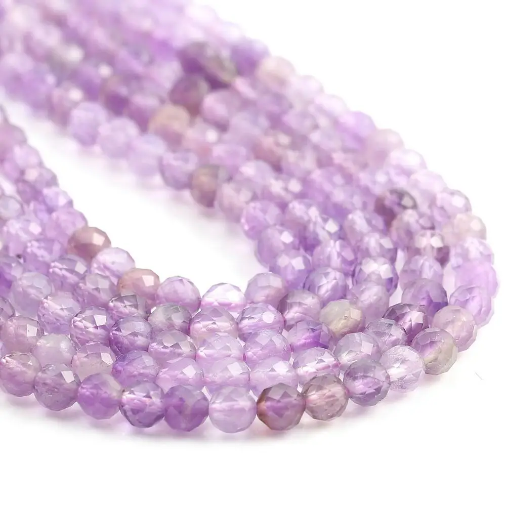

Natural Beads Amethysts Stone Crystal Beads for Women Jewelry Making Beadwork DIY Bracelet Necklace Size 2mm 3mm 4mm 5mm