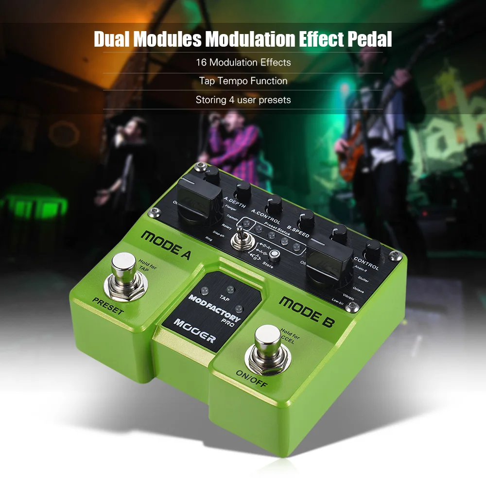 

MOOER MODFACTORY Pro Dual Modules Modulation Guitar Effect Pedal 16 Modulation Effects Tap Tempo Function with Dual Footswitches