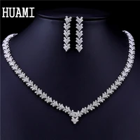 huami luxury stud earrings and necklace sets for wedding fashion jewelry for women costume accessories 2022