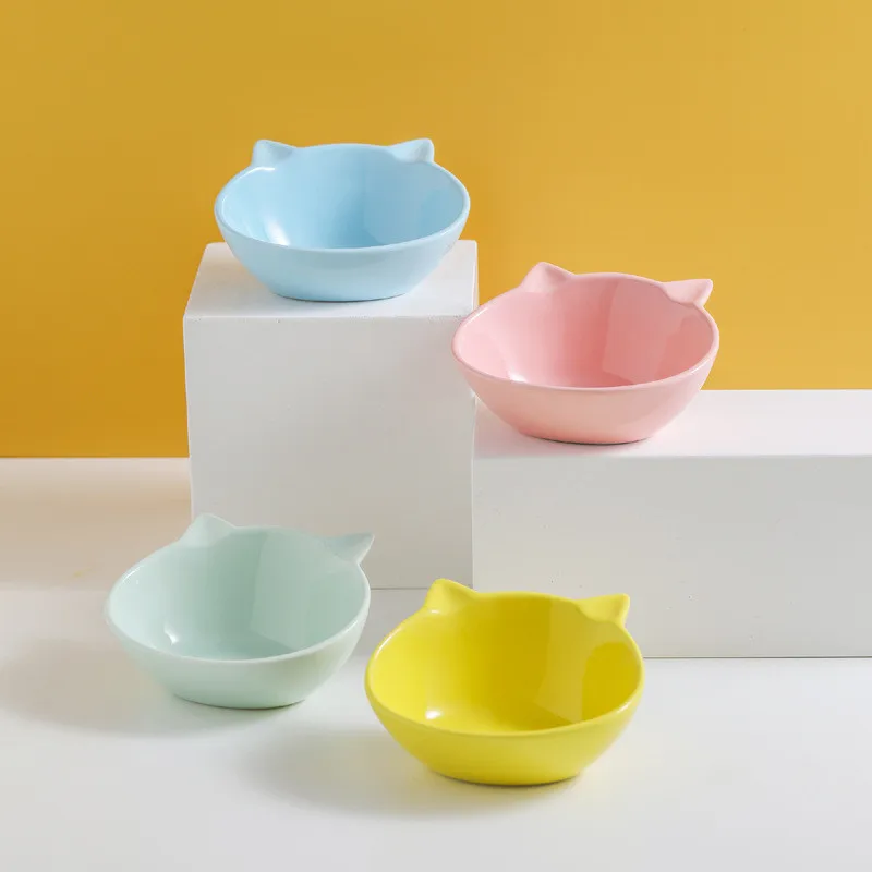 

Lovely Pet Feeder Bowl Cartoon Shape High-foot Single Mouth Skidproof Ceramic Dog Cat Food Bowl Pet Products Drinking Bowl