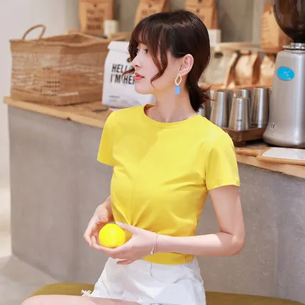 

NEW Women's short sleeves, wear outside and wear inside, comfortable and versatile, casual and slim round neck, light and light