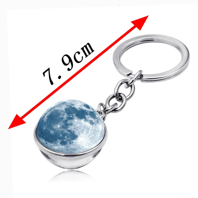 Universe Planet Keychain Galaxy Nebula Solar System Moon Earth Double Side Glass Keychains For Women Men Key Chain Car Ring | Украшения и