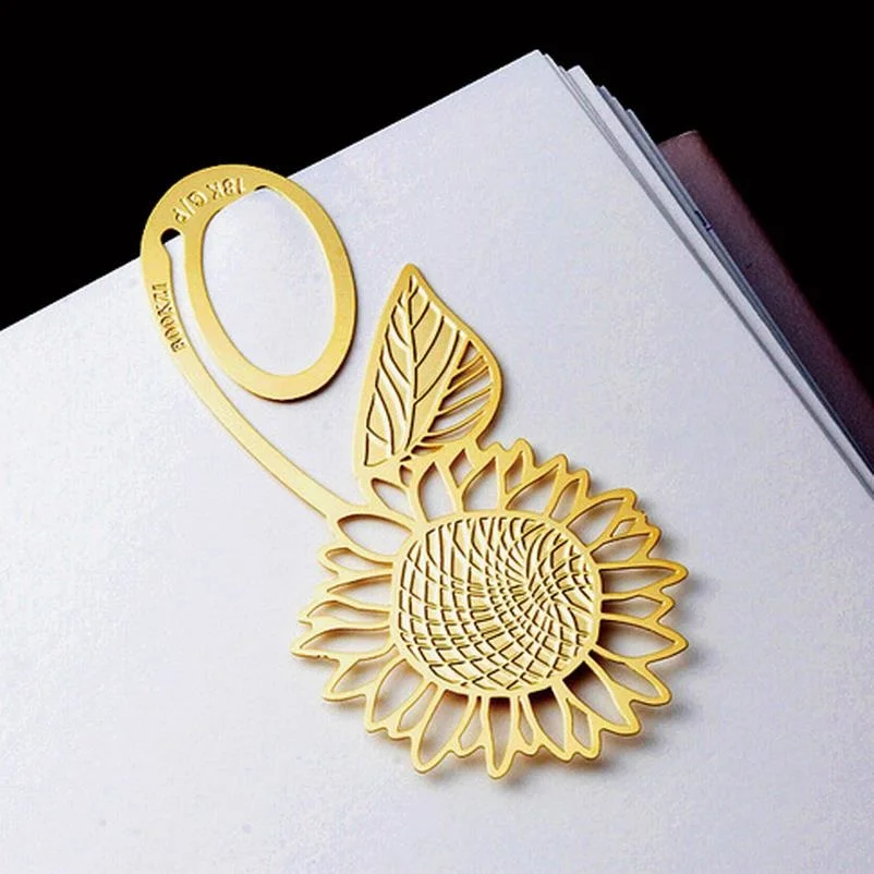 100 Pieces Metal Gold Sunflower Bookmarks