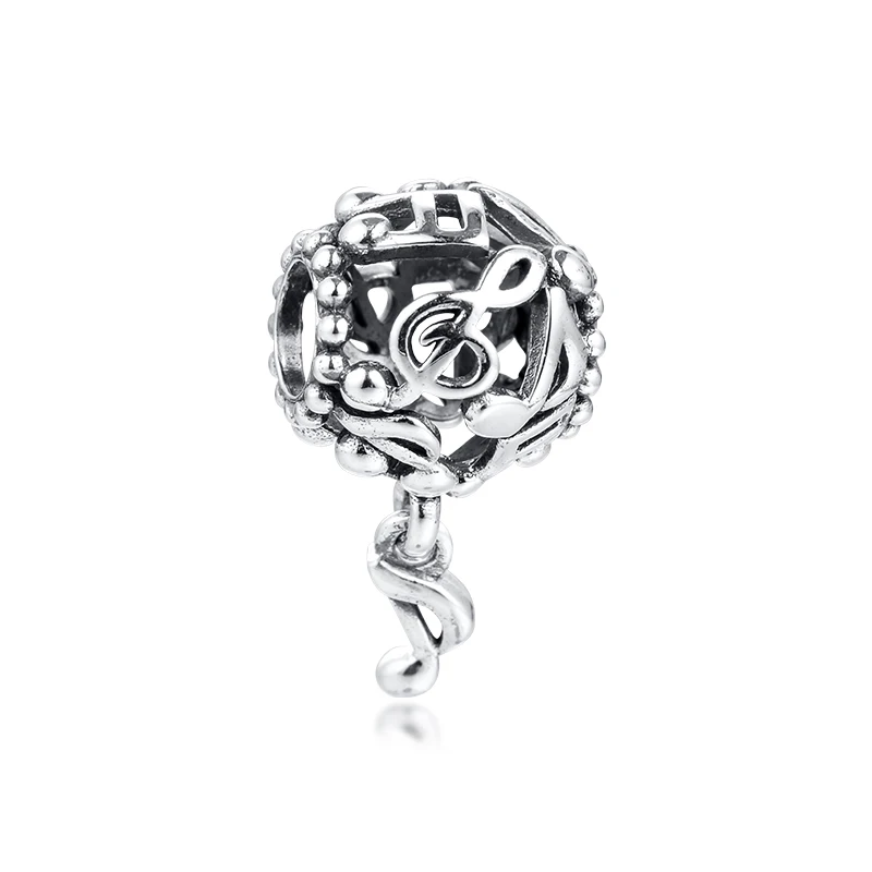 

Fits for Pandora Beads Bracelets Openwork Music Notes Charms 100% 925 Sterling Silver Jewelry Free Shipping