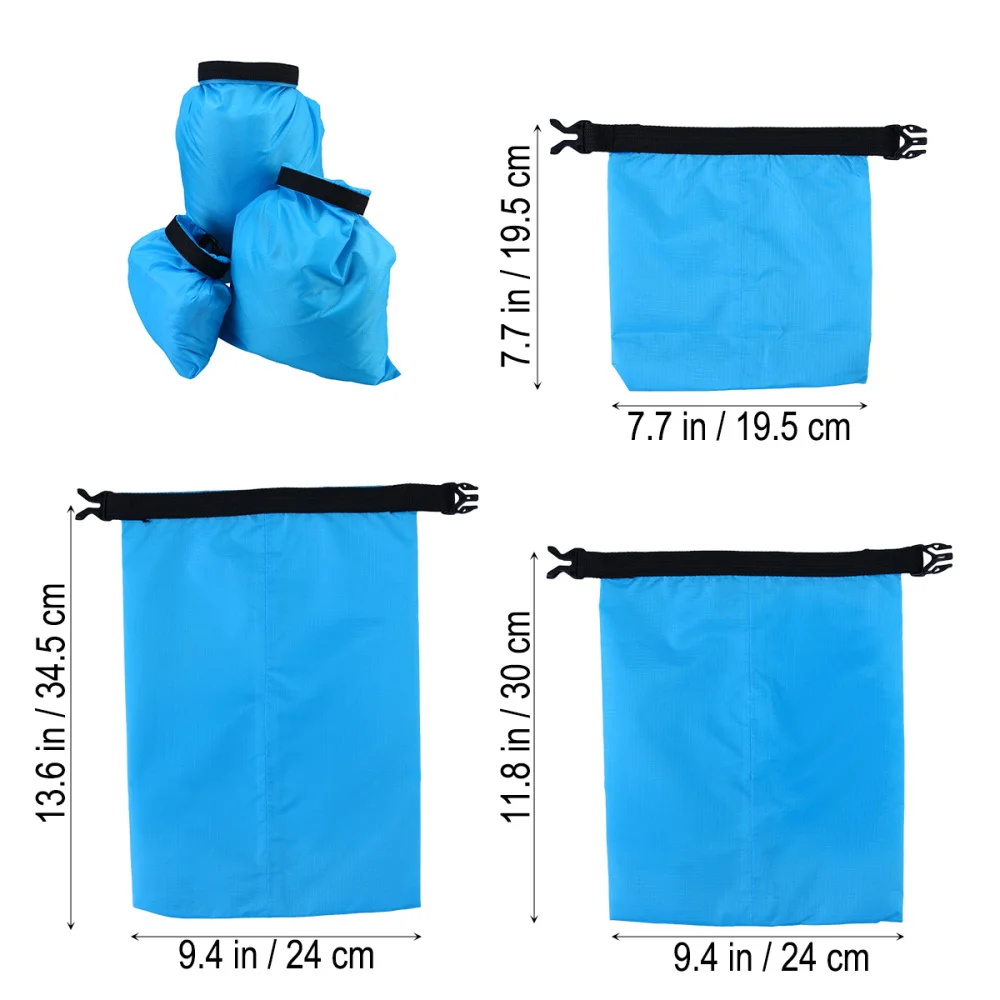 

3pcs 1.5L+2.5L+3.5L Waterproof Dry Bag Storage Pouch Bag for Camping Boating Kayaking Rafting Fishing (Sky Blue)