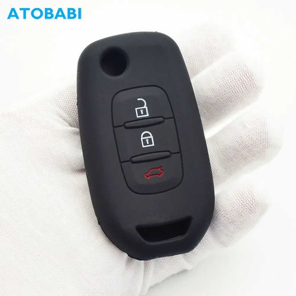 Silicone Car Key Cases Skin For Renault Dacia Duster Sandero Symbol Twingo 3 Buttons Folding Remote Control Fobs Protector Cover
