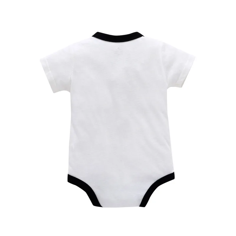 

New 2020 Infant Newborn Baby Boys Girls Romper Summer Cotton Short Sleeve Print Necktie Jumpsuits Cotton Clothes Outfits 3-18M