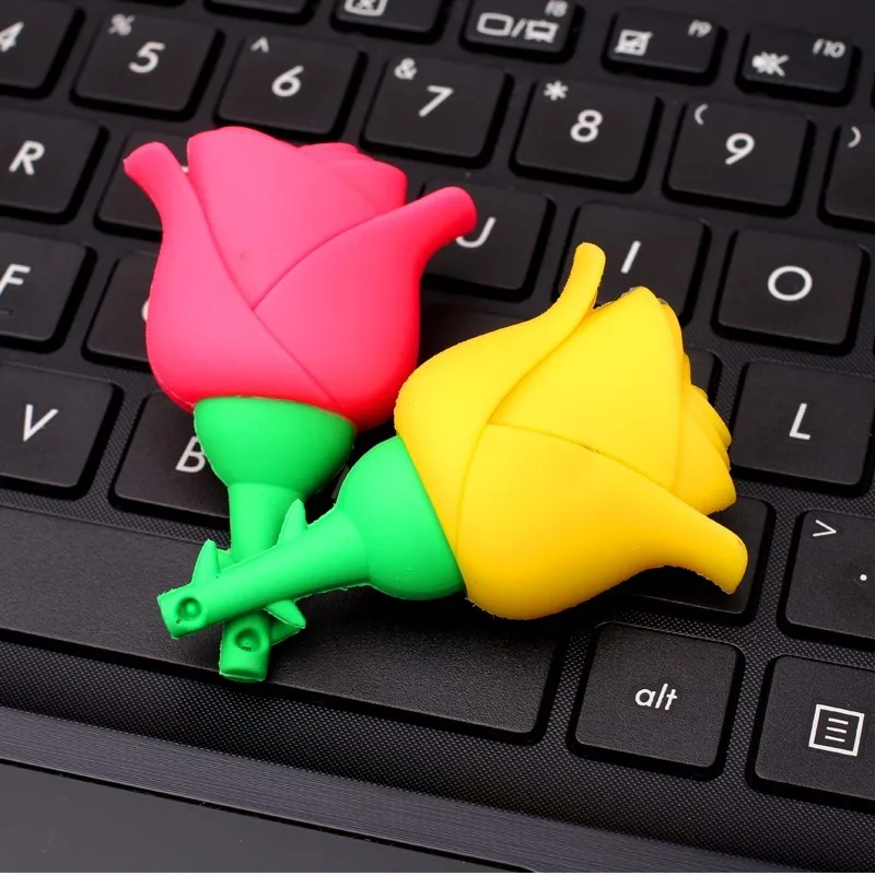 Флеш-накопитель с розовым пером flower usb 4 ГБ 8 ГБ 16 ГБ 32 ГБ 64 Гб Флешка 128 ГБ 256 ГБ Красный Желтый Розовый карта памяти u stick