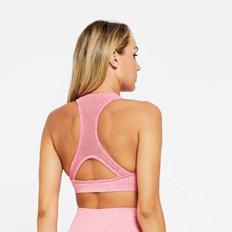 

Summer Crop Top Sport Vest Bra Fitness Shorts Seamless Workout Clothes Yoga Set Woman Two Pieces