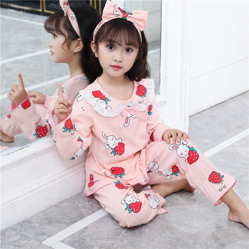 

Cotton Girls Pajamas Sets 2021 Spring Autumn Long Sleeve Children's Sleepwear Set Cute Pjs Teen Pyjamas Sets for Kids Nightwear