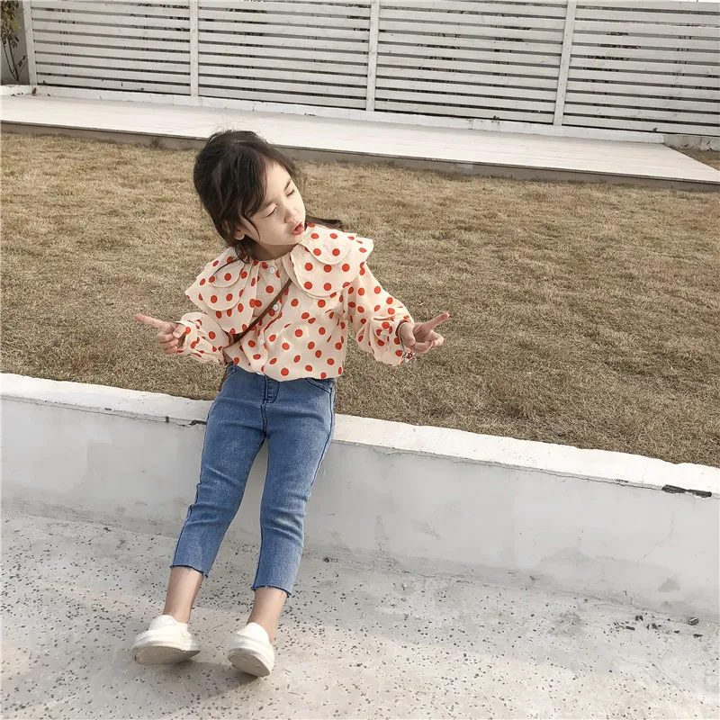 2019 новая весенняя детская одежда рубашка с длинными рукавами и оборками для