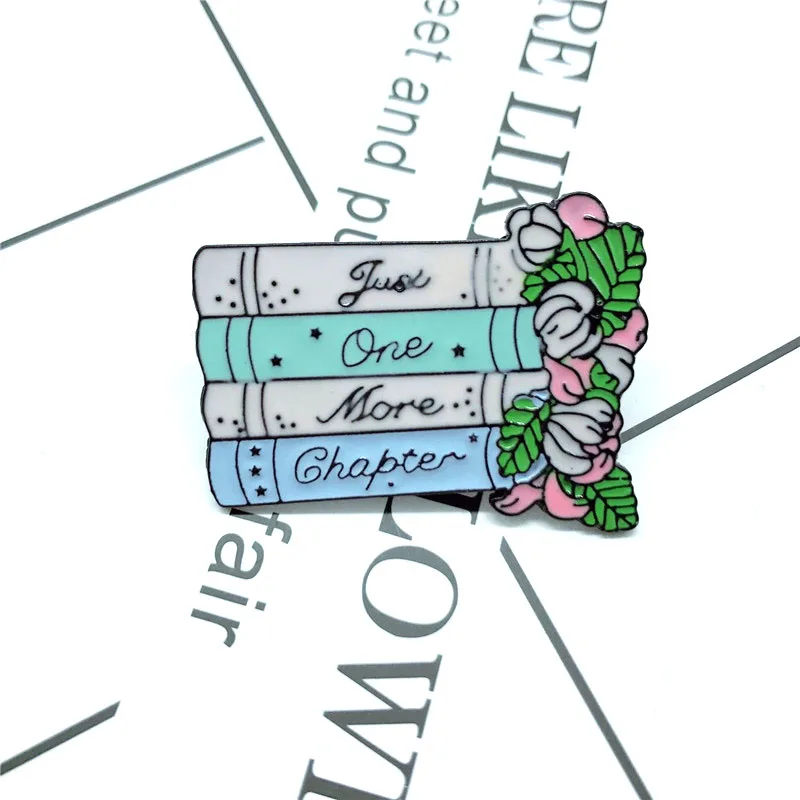 Эмалированная булавка в виде книжки с цветами значок Just One More брошь на рюкзак