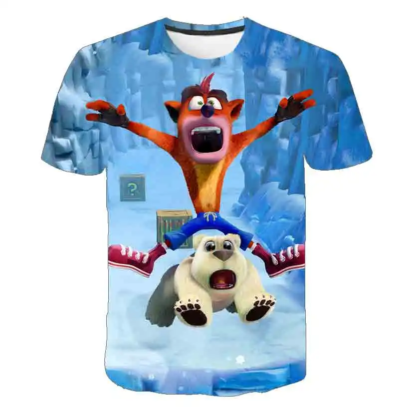 Для девочек-подростков футболка От 4 до 14 лет аварии бандикут для ребенка детская