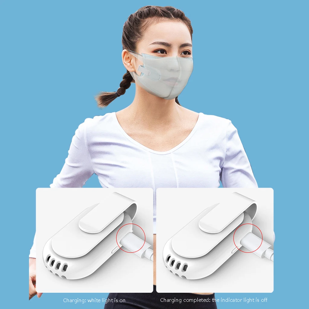 Outdoor Clip-on Mask Fan Mini Electric Portable Wearable USB Reusable Breathable Cooling Fresh Air Conditioner | Электроника