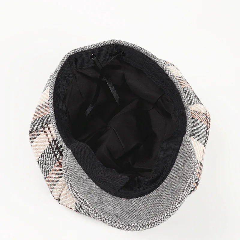 2020 хлопок плед Восьмиугольные шляпы для женщин и мужчин береты художника шляпа