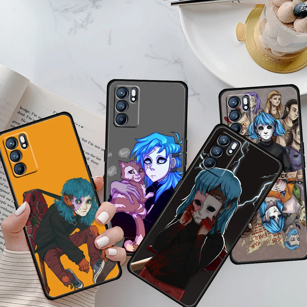 

Cute Hot Sally Face Game For OPPO Reno 6 5 4 3 2 5Z 5F 5K ACE 10 X ZOOM 4G 5G Pro Plus Soft Black Phone Case Shell Cover