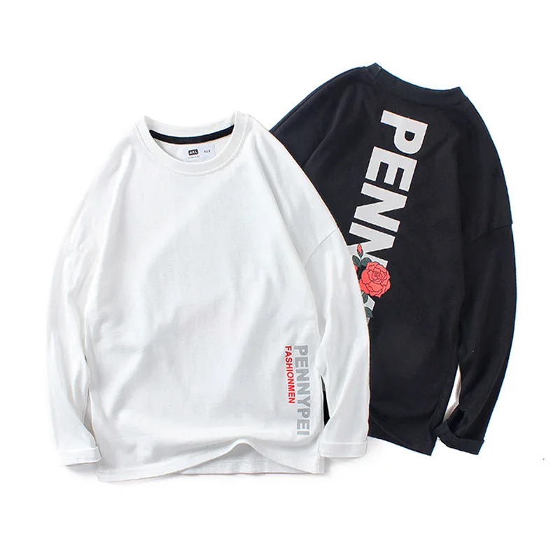 

Girl clothes long-sleeved sweatshirt T-shirt boy Korean version rose flower letter printing spring autumn child quality clothing