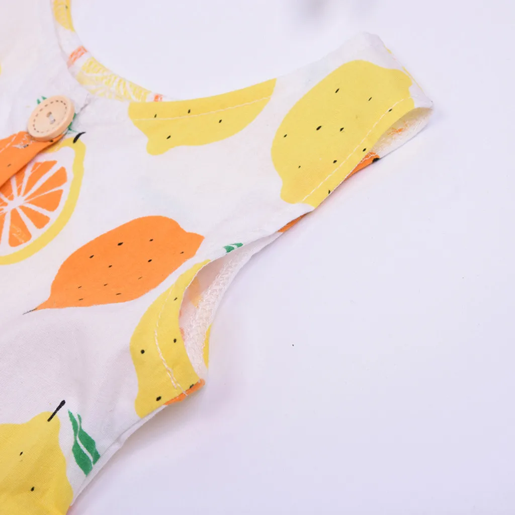 

Dresses Toddler Kid Baby Girl Sleeveless Fruits Printed Party Princess Dress Clothes Vestidos De Verano