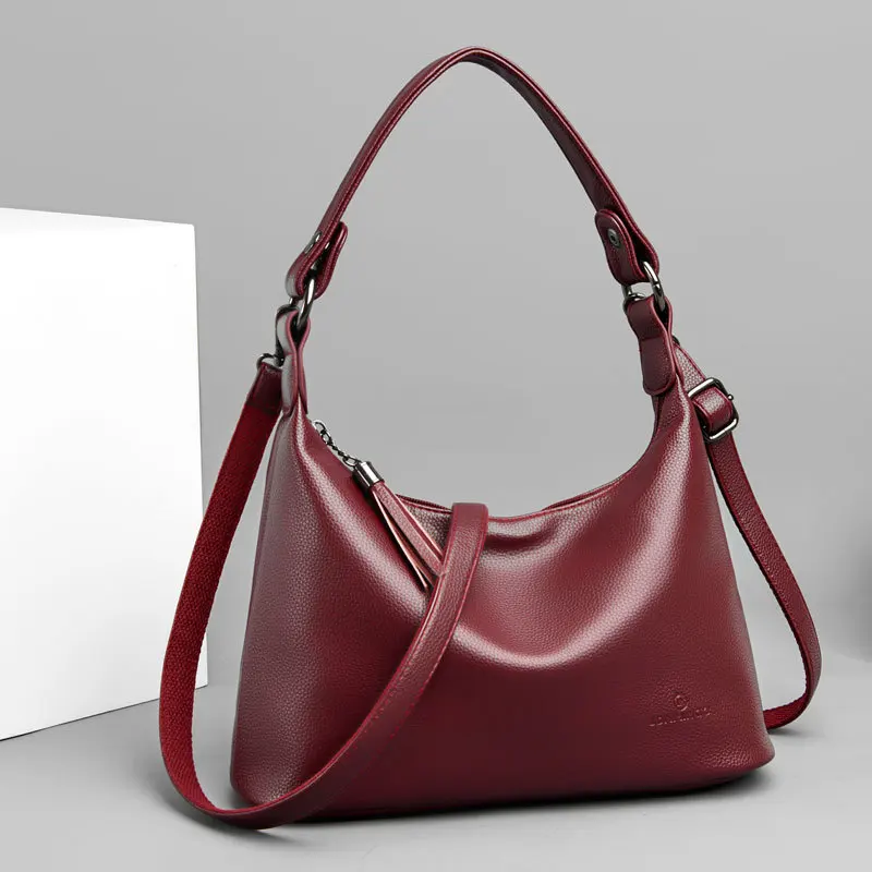 

High Quality Fashion Tassel Small Leather Shoulder Bag Lady Soft Leather Handbags Women Casual Crossbody Bags For Women